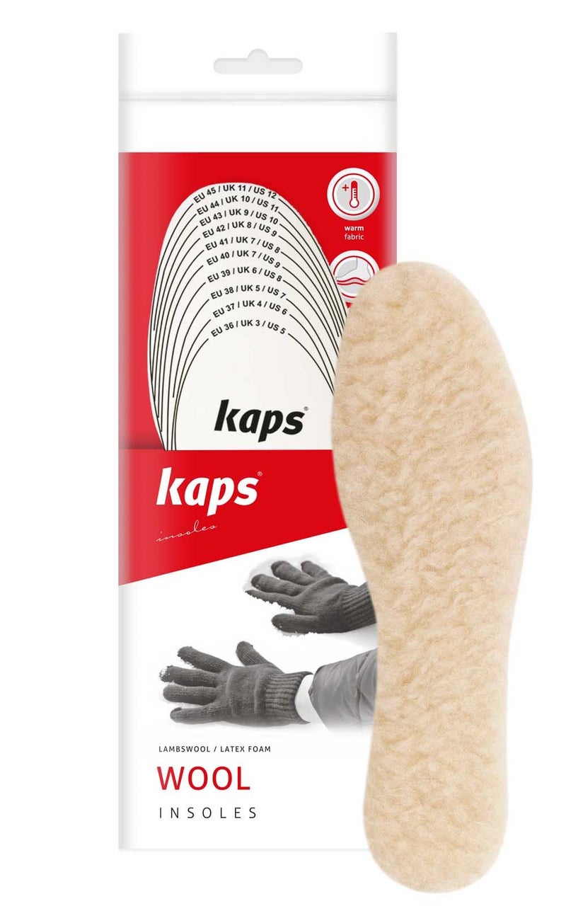 Kaps Wool, Quality 100% Natural Wool Shoe Insoles for Cold Weather, Made in Europe, Cut to fit - Image 1